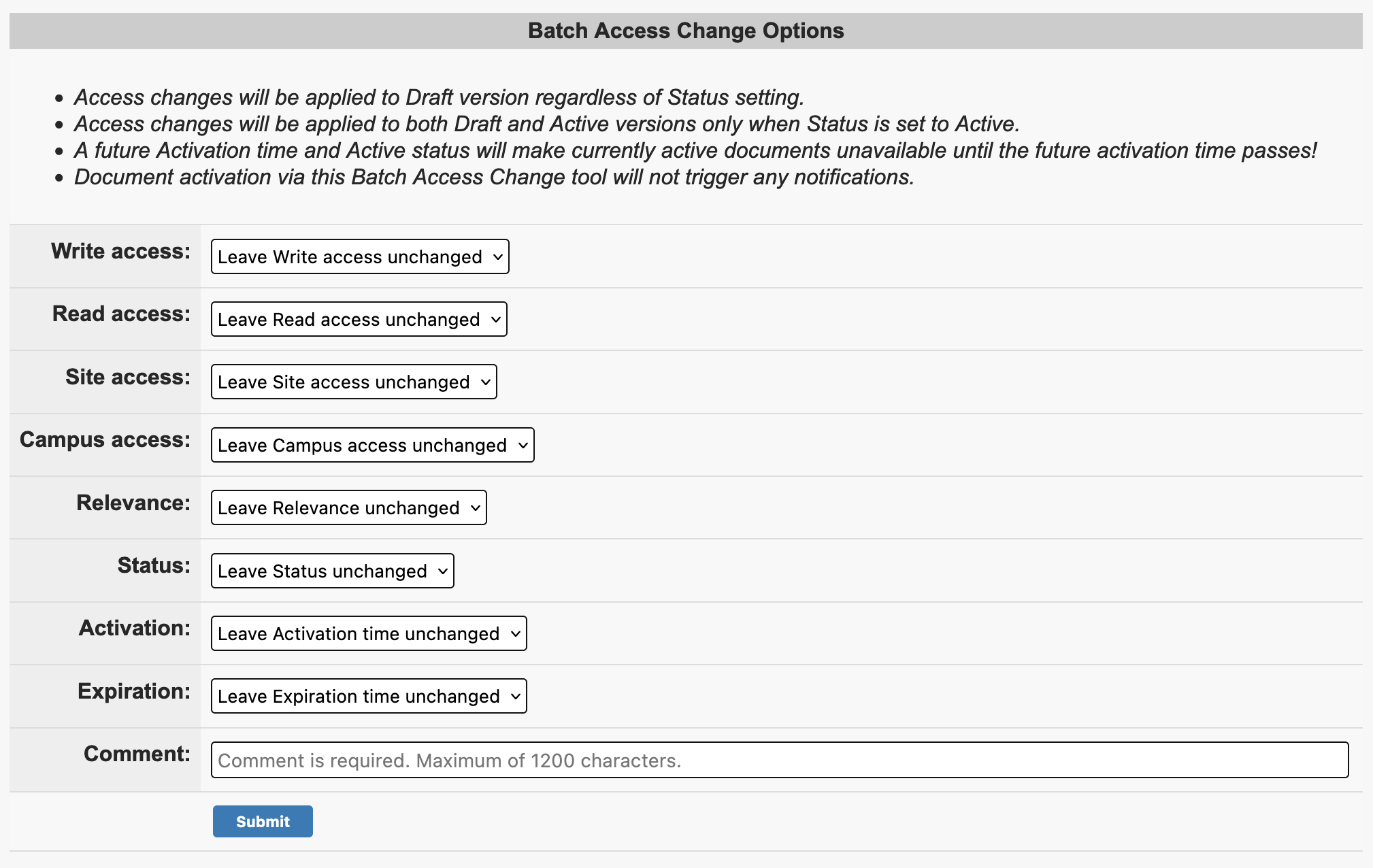 Screenshot showing the dropdowns that appear after you have submitted a search or set filters. These dropdowns are described below.
