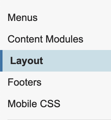 Layout is the third link in the second link group of the secondary navigation under Settings