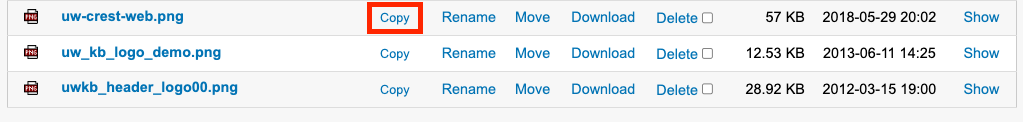 group logo folder showing several files with the copy url link highlighted