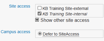 Site access set to internal and campus access set to defer to site access