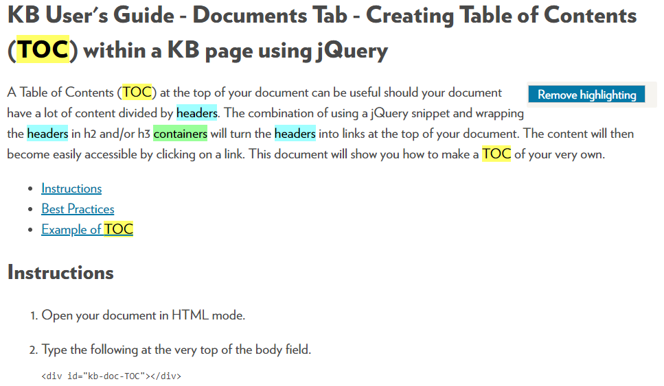Document with multiple search keywords each highlighted in a different color