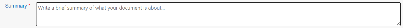 Summary section of the document creation screen.