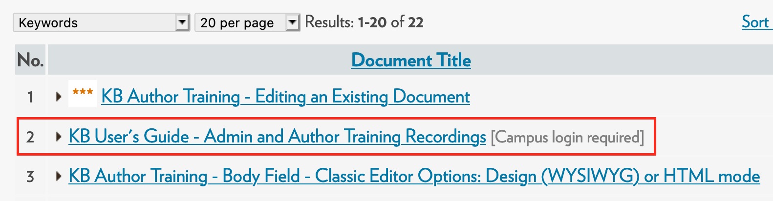 Image of a document search result with the [Campus login required] flag appended to the doc title