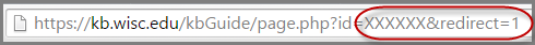 URL bar showing a KB document link with the document number and redirect circled in red
