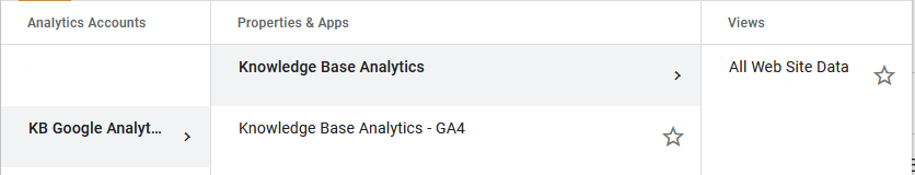 Changing views between GA4 and UA
