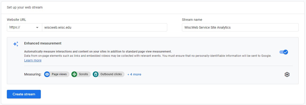 Creating the new data stream for website or KB