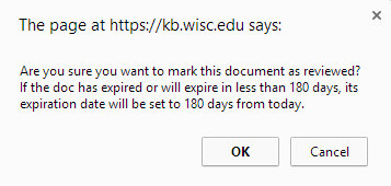 Pop up confirmation message