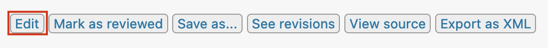 Image of the Edit button, which if visible will be the first button in the row of action buttons above and below the doc