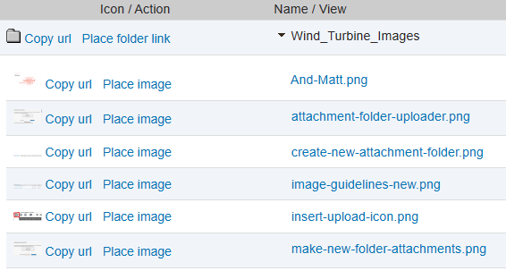 Document attachments showing a expanded subfolder with three images contained within
